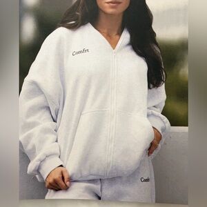 Comfrt Cloud Zip Up Hoodie In Light Gray Size 2XL